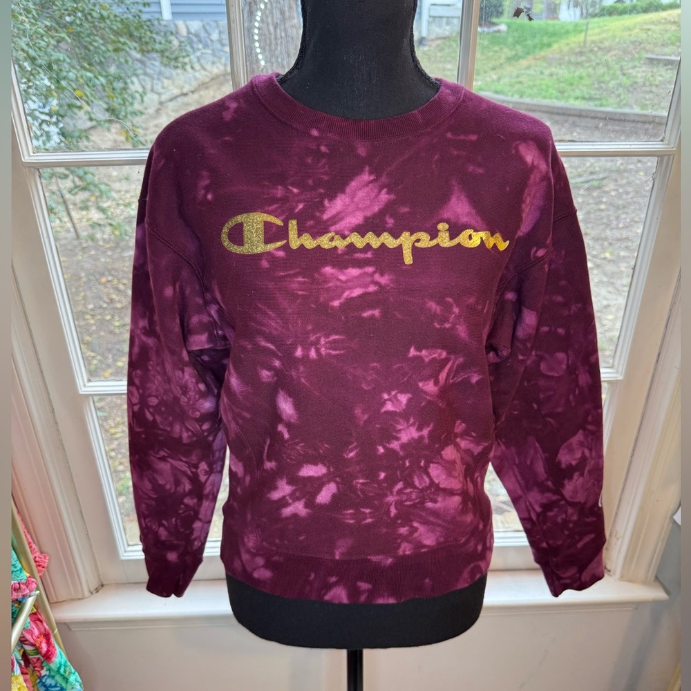 Champion Maroon Tie-Dye Crew Neck